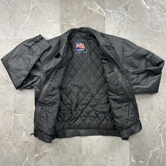 Special Forces Jacket Mens XL Leather Coat Military Patch Skull Green Beret - Picture 2 of 11